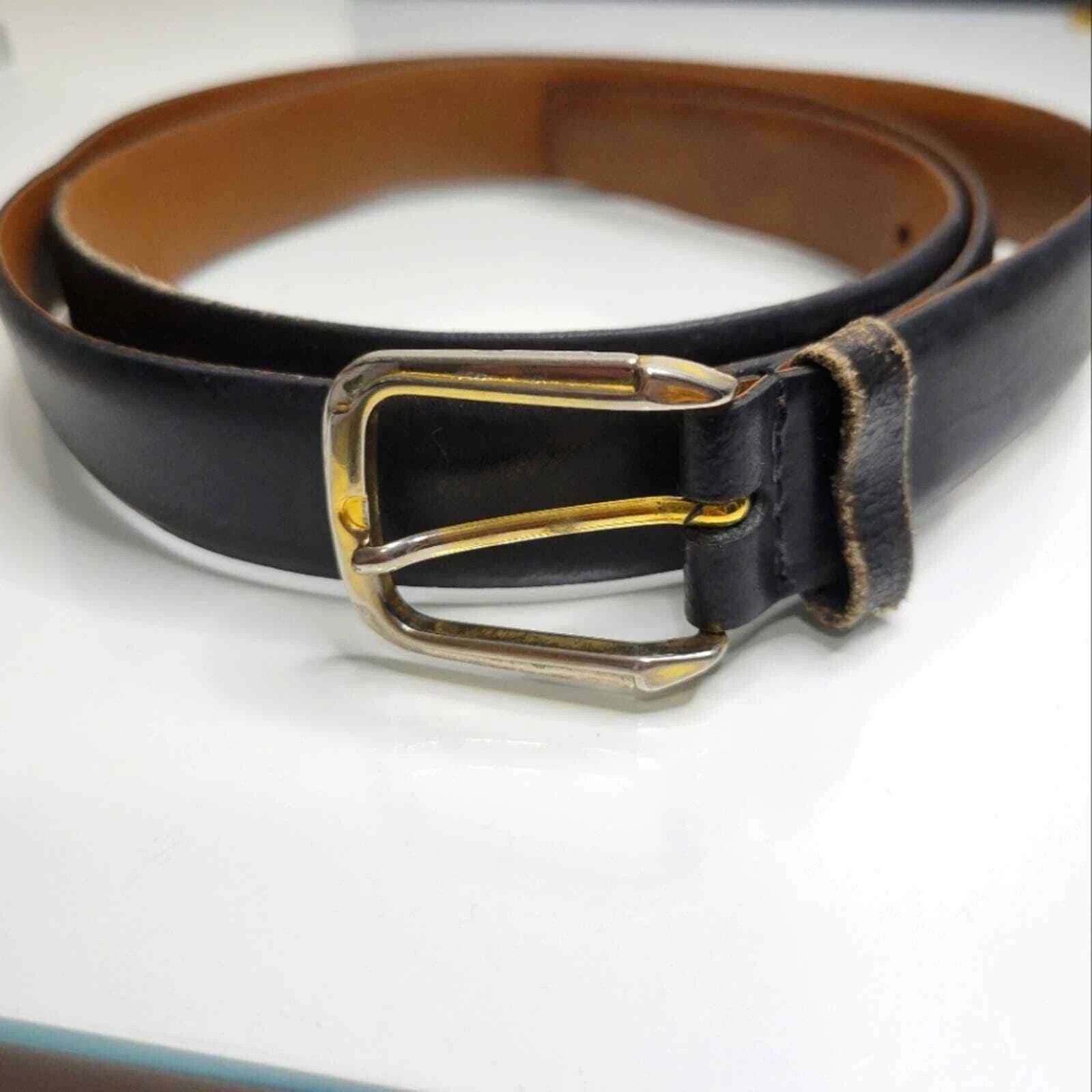 Ceinture homme vintage en cuir noir Christian Dior taille 34