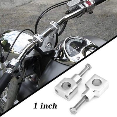 Handlebar Chrome Mount Clamp Risers 1''For Harley Dyna Sportster Softail Touring