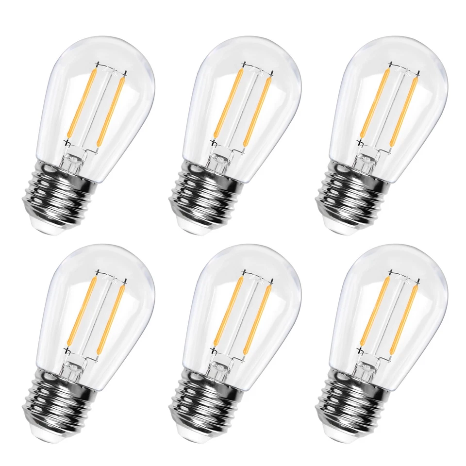 BRIMAX 2W LED Light Bulb S14 E26 Base Replacement String Clear Bulbs IP65 6 Pack - Image 2 of 4
