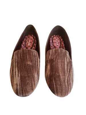 Birdies Womens The Starling Moonstone Crushed Velvet Flat Loafers Size 12