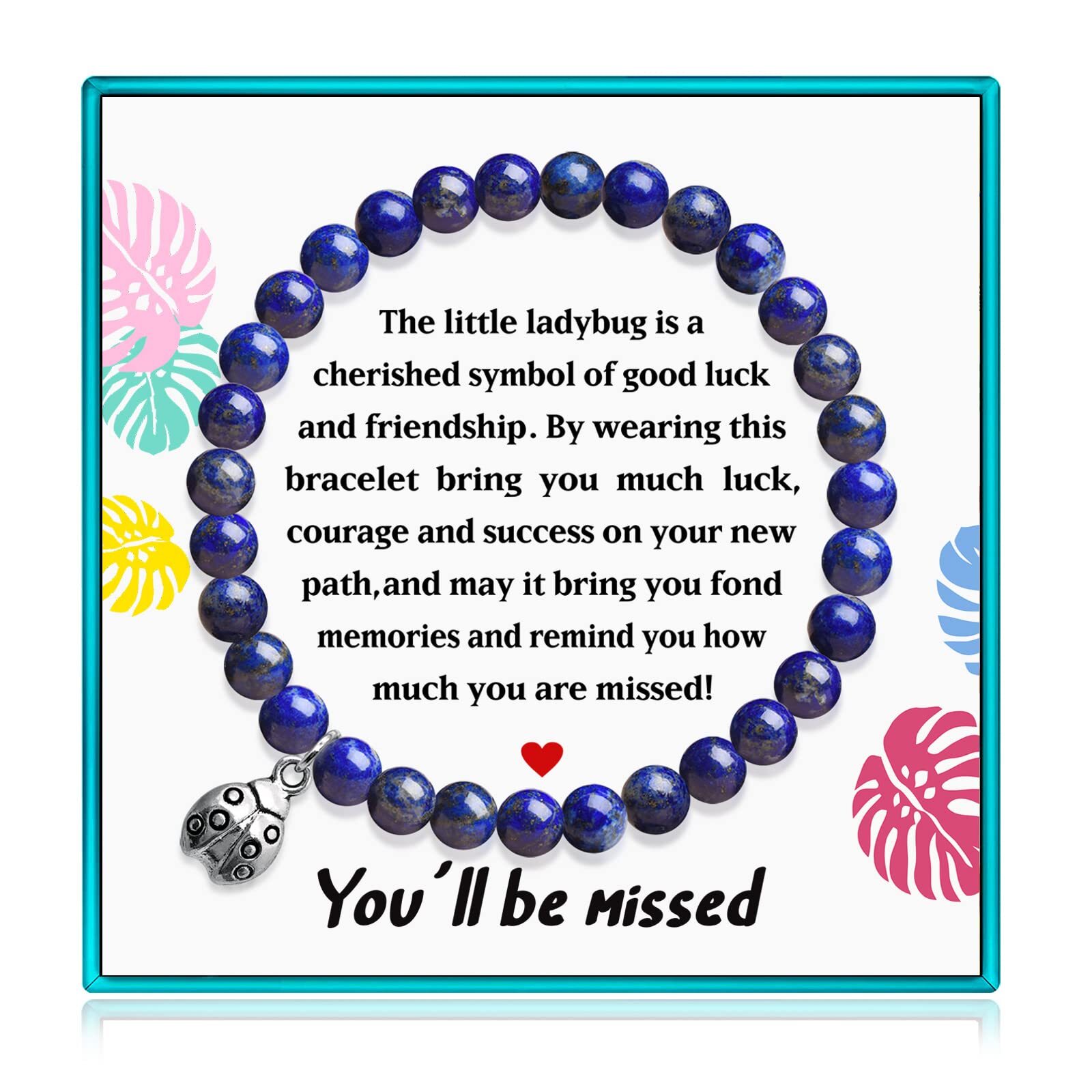 Retirement Gifts for Women Ladybug Beads Farewell Bracelet Gifts for Coworkers W