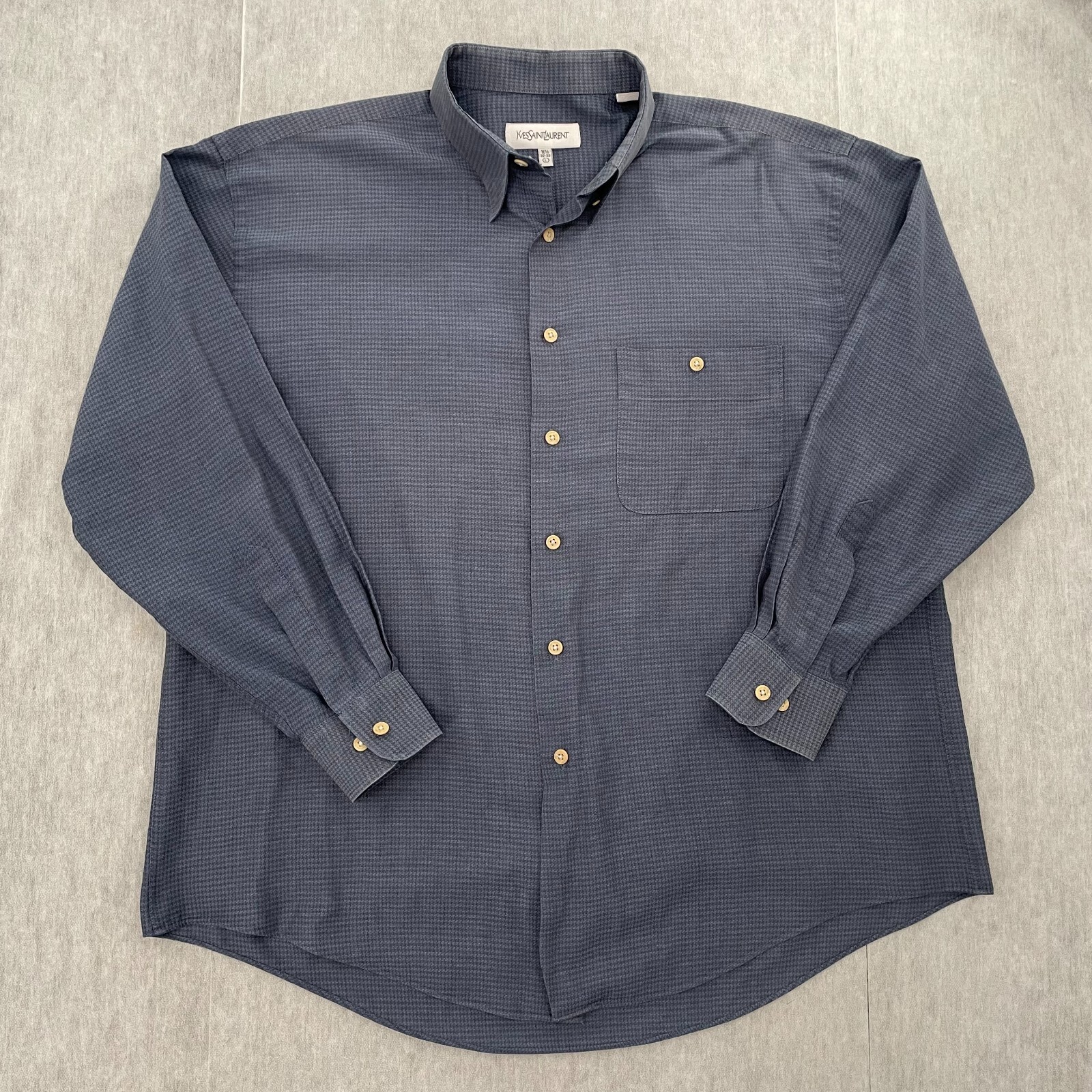 Camicia YSL Yves Saint Laurent adulto 16 5 32 33 blu con bottoni manica lunga uomo L