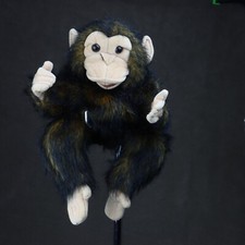 VTG Folkmanis Chimpanzee monkey hand puppet 10" sitting down fuzzy adorable toy