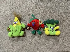 Veggie Friends  Fruit Seedies Lot of 3 Small Plush Toy Box Creations Vintage