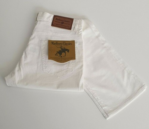 Marlboro LC048370121 Pantalone in Cotone Armaturato Jeans Uomo Bianco -54 %  | eBay