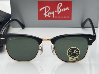New Ray-Ban RB3016 W0365 CLUBMASTER Black with G-15 Green