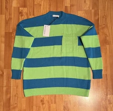NEW MEN'S SMALL JW ANDERSON STRIPED SWEATER IN BLUE GREEN