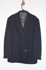NAVY-BLUE STAFFORD 100 WOOL GOLD METAL BUTTON BLAZER JACKET sz 46R sport coat