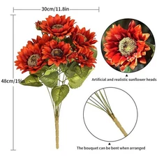 Vintage 18.9'' Artificial Orange Sunflowers with Long Stems Wedding & Home Décor