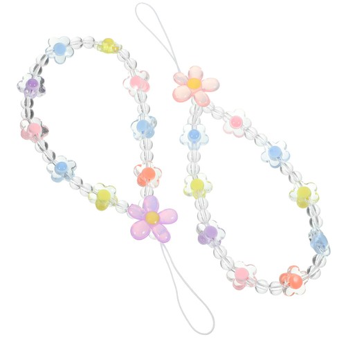 2 Pcs Beaded Phone Chain Cute Accessories Wristlet Strap Decoration