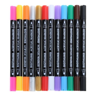 12Pcs Waterproof Pens for Painting Art Drawing, Round Tip Acrylic Paint Marker