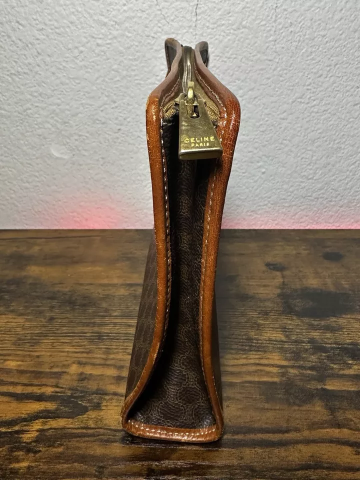 Винтажная сумка-клатч CELINE ПВХ кожа Macadam коричневая подлинная из Японии - Изображение 4 из 4