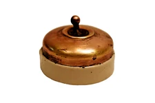 Antqiue Brass Electric Switch British Make Crabtree Vitreous England Ceramic"Ib2