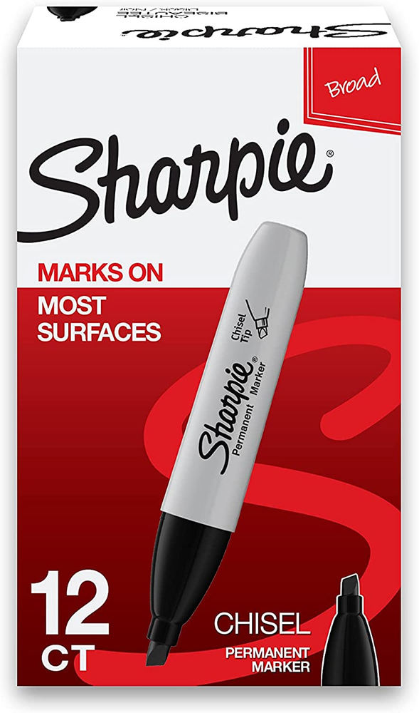 12PCS Sharpie Permanent Markers Chisel Tip Marker  Poster Markers Wood Plastic