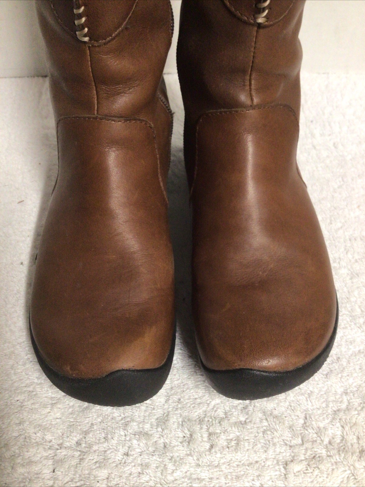 Stivali moto biker Keen marroni foderati in pelle con zip donna stile 6 5477 OAKK GTS 0810