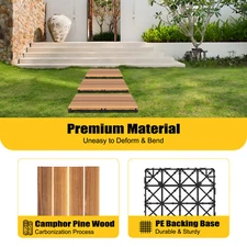 36Pcs 12''x12'' Hardwood Interlocking Patio Deck Tiles Wood Flooring DIY Outdoor