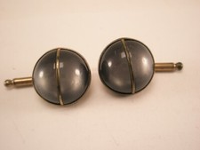 SINGLES PAIR 5/8" Round Gray Domes Vintage Formal Groom Tux Prom Studs c206