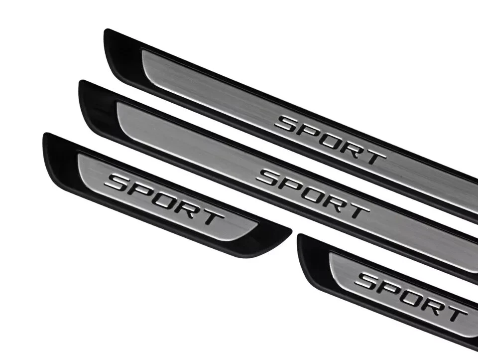 Listones de entrada deportivos cromados acero inoxidable 4 piezas para VW T-CROSS - Imagen 3 de 4