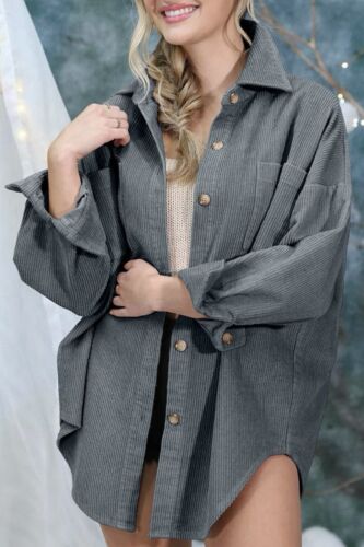Womens Oversized Button Down Shirt Jacket In Denim Blue Medium
