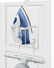 Over Door Ironing Board Hanger Wall Mount Iron Holder Laundry Storage Caddy