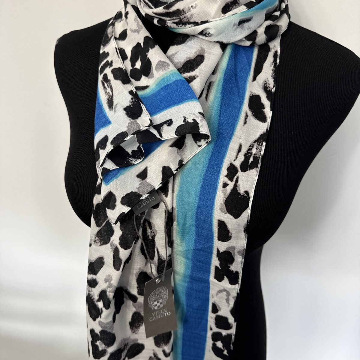 VINCE CAMUTO Animal-Print Scarf Blue