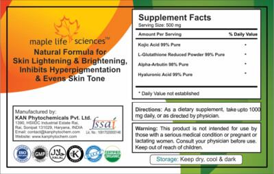 halal glutathione supplement Kojic Acid L-Glutathione Reduced Alpha Arbutin pure & High Quality