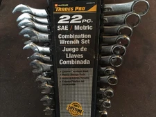 Trades Pro SAE and Metric Wrench Set, 22 Piece, Open and Box End