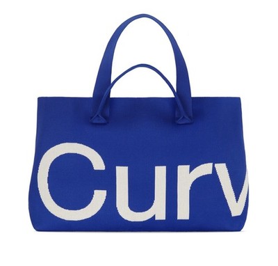 Curves Two-Tone Knit Tote by Sean Brown - Sapphire Blue