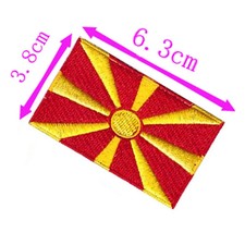Macedonia Flag Embroidery Patch 6.3cm Wide Iron On Sew On Backing