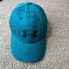 Under Armour Kids Baseball Cap Blue Heathered Youth Flex Fit Hat athletic casual