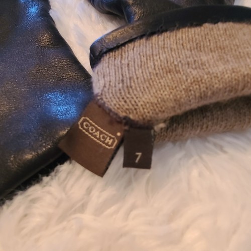 Coach Damen Kaschmir gefüttert schwarz Leder Autofahrer Handschuhe Größe 7 gebraucht, in einwandfreiem Zustand - Bild 4 von 5