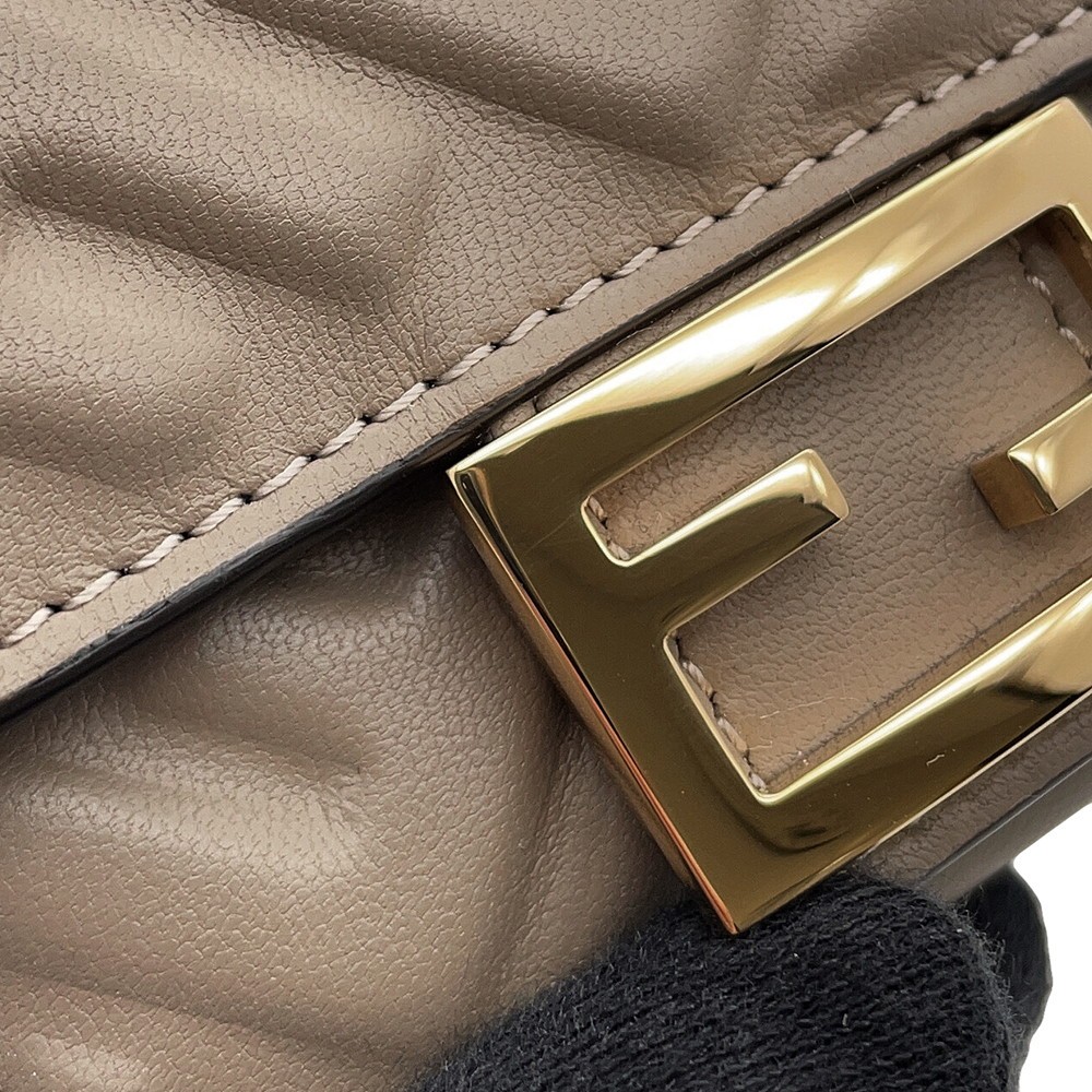 FENDI Bucket Micro Tri-fold Wallet Nappa Leather Greige 8M0395 thumbnail 8