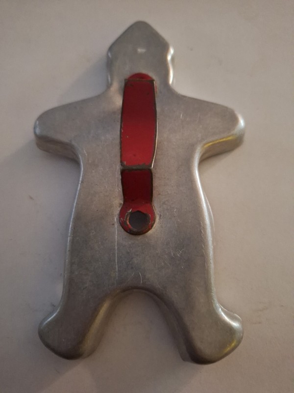 Vintage 6" Ginger Bread Man Aluminum Cookie Cutter Christmas c.1940-50s