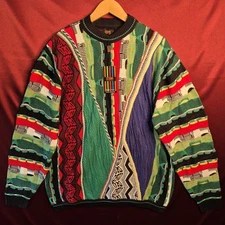 Steven Land Vintage Sweater 3D Cable Knit Psychedelic Multicolor NWT New Tags