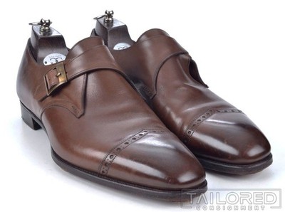 GAZIANO & GIRLING Windsor Brown Monkstrap Loafer Dress Shoes UK 10.5 / US 11.5 E