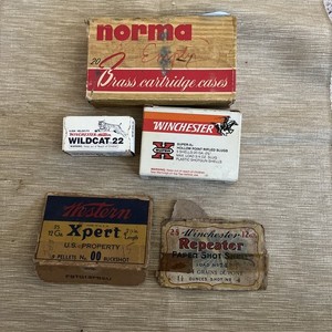 Lot Of 3 Vtg Empty Ammo Boxes & 2 Box Flaps Norma, Winchester