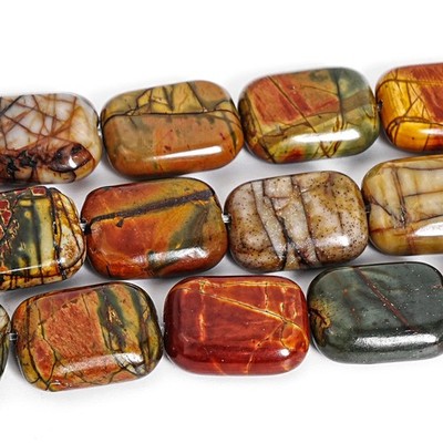 Unique Natural Multicolor Picasso Jasper AAA Rectangle Beads 8X10 10X14 12X16MM