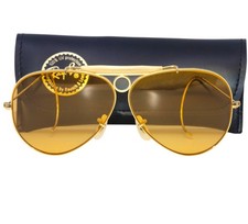VINTAGE B L RAY-BAN USA AMBERMATIC SHOOTER 62MM AVIATOR SUNGLASSES EXCELLENT 