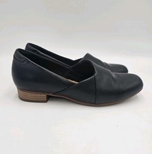Clarks Juliet Palm Black Leather Comfort Collection Slip On Shoes- Womens Sz 7.5