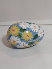 Floral Ceramic Egg Trinket Box from Andrea by Sadak 3.75"