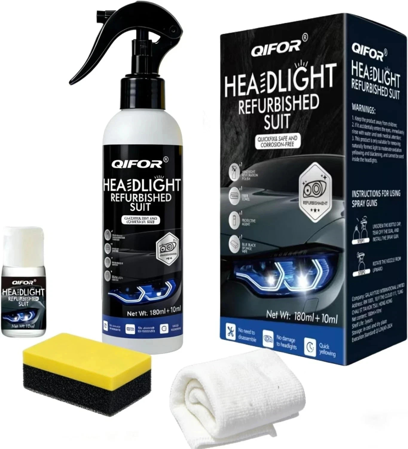QIFOR Automotive Headlight Restoration kit,Oxidized and yellowed Automotive head