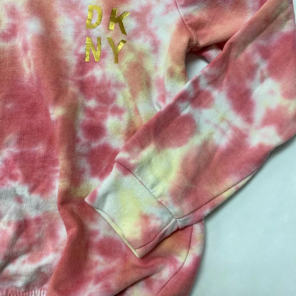 DKNY Toddler Girls Pullover Hoodie Pink Yellow Camo 3T - Image 4 of 4