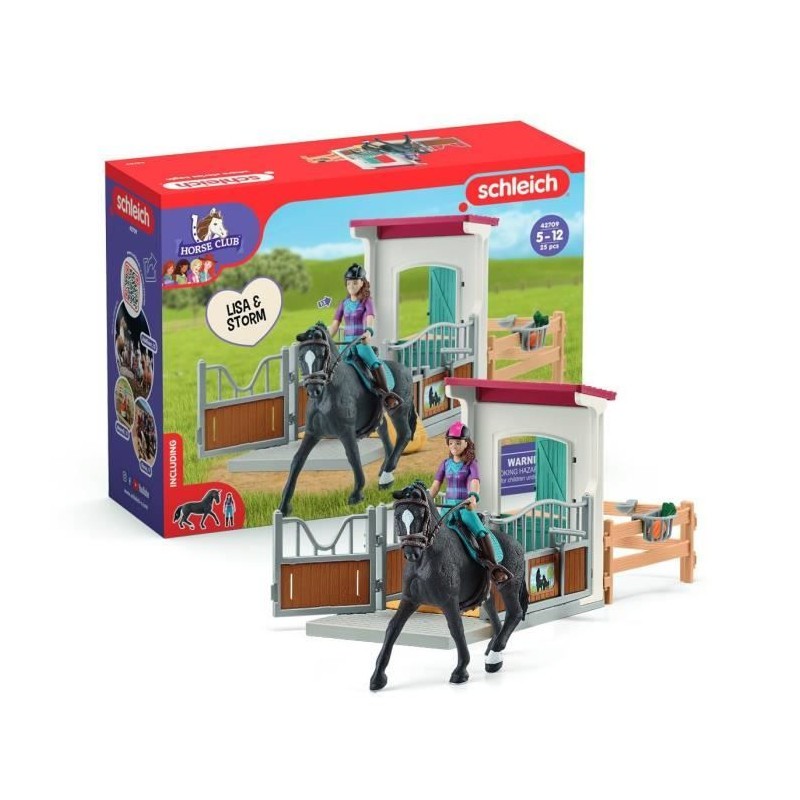 Horse Box Lisa et Storm Schleich 42709 jouet équestre avec poney miniature et box de pansage