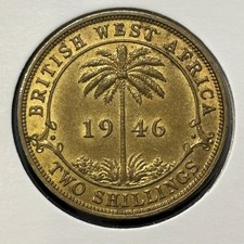 British West Africa 2 shillings 1946 KN George VI KM#24 Nickel Br aXF/aUNC B2694
