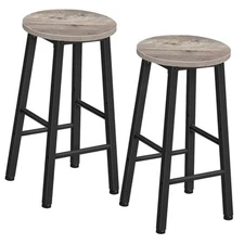 Bar Stools Set of 2, Counter Height Bar Stools, 25.8" Bar 1 Greige + Black