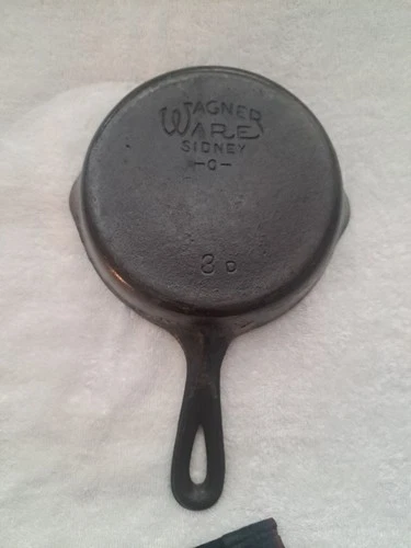 Vintage Wagner Ware Sidney-0-3D Black Handled Cast Iron Skillet 6" CAMPING OVEN