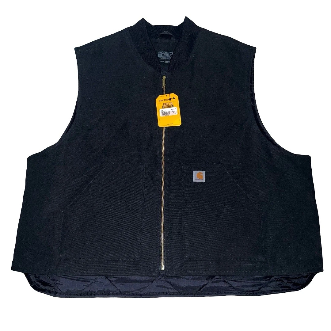 Carhartt Vest Mens 5XL Black V01 Quilt Lined Duck Canvas Zip Up Warm Work NWT