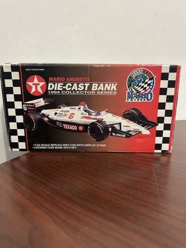 Texaco Mario Andretti Die-Cast Bank 1:24 Scale Indy Car W/Display Stand 1