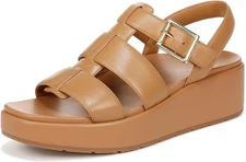 Vionic Women's Delano Wedge Sandal Camel Leather 8M