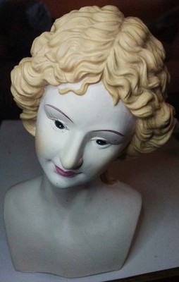 Vintage NOS Christmas House 95 Hard Plastic Doll Head 5'' Molded Blonde Hair 